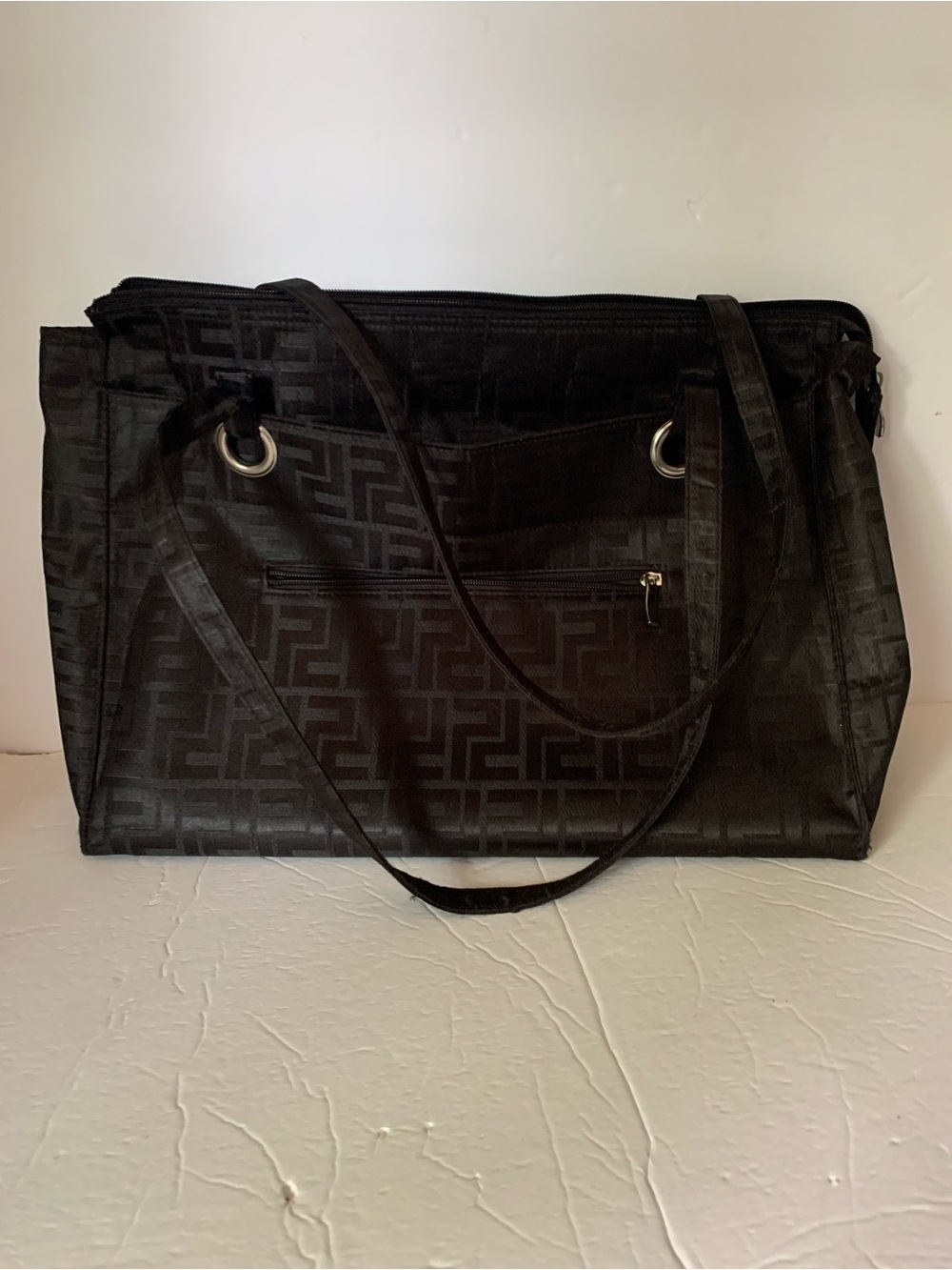 Black Patterned Tote Bag - Unbranded